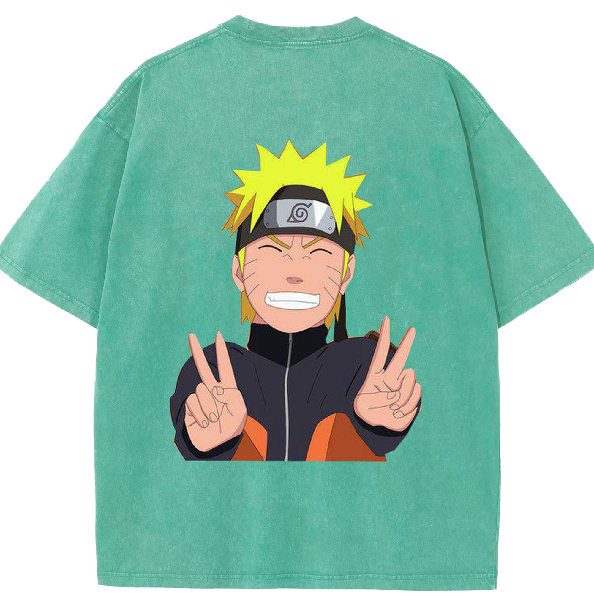 （画像用） NARUTO -ナルト- うずまき ナルト Uzumaki Naruto 綿100% ヴィンテージ風 半袖Tシャツ（背面プリント）